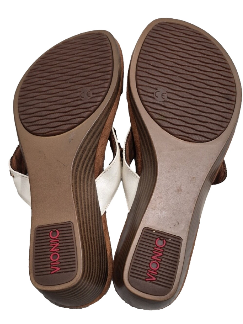 Vionic Beaded Thong Sandals Orthotic White Brown Size 8 - Picture 6 of 8
